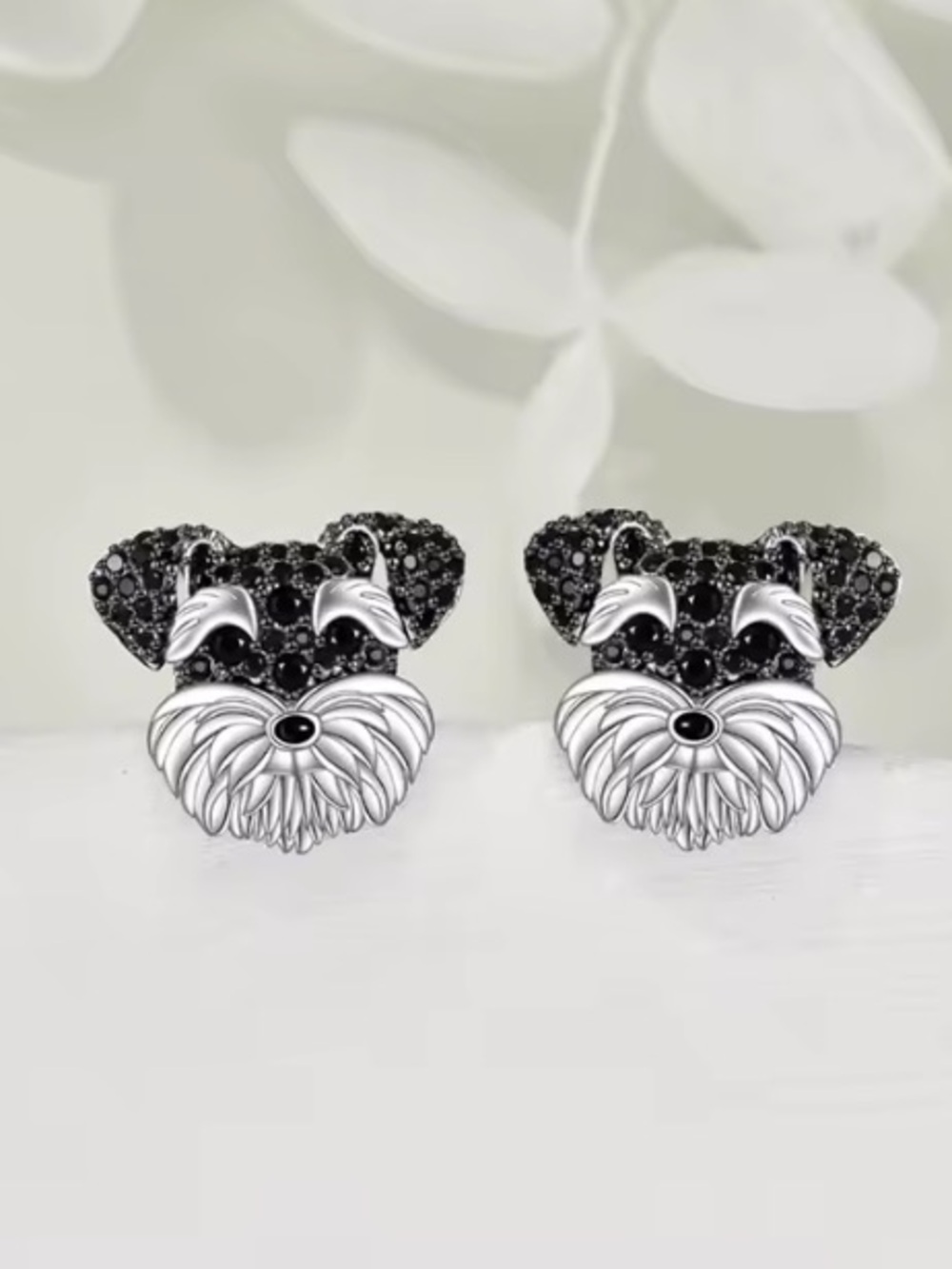 Sparkle Like a Good Girl! Silver & Black Schnauzer Sterling Silver Plated Studs